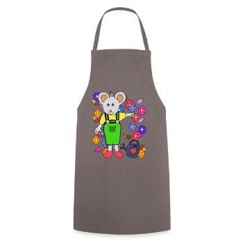 Mouse Gardener Summer Flowers Gardening Kids - Cooking Apron - grey - Front - AI Model Male 185 dark (185cm)