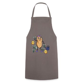 Cheerful Peanut Spring Snowdrop Garden - Cooking Apron - grey - Front - AI Model Male 185 dark (185cm)