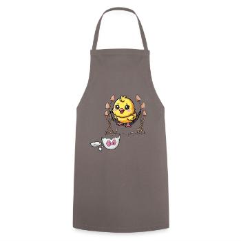 Chick Easter Kids Child Eggshell Baby Chicken - Cooking Apron - grey - Front - AI Model Male 185 dark (185cm)