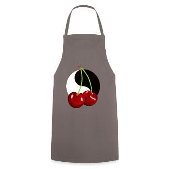 Rockabilly Retro Vintage Kirsche Kirschen Obst - Kochschürze - Grau - Vorne - AI Model Male 185 dark (185cm)