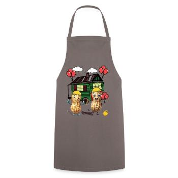 peanuts house builder builder construction trailer own home house - Cooking Apron - grey - Front - AI Model Male 185 dark (185cm)