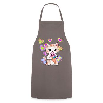 Enfant Enfants Tout-petits Bébé Chat Chats Glace - Tablier de cuisine - gris - Devant - AI Model Male 185 dark (185cm)