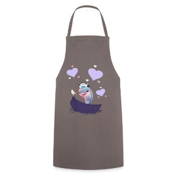 Dolphin Boat Fish Fish Kids Child - Cooking Apron - grey - Front - AI Model Male 185 dark (185cm)