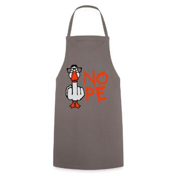 Goose Nope Middle Finger Nerd Geek Horn-Rimmed Glasses Smart - Cooking Apron - grey - Front - AI Model Male 185 dark (185cm)