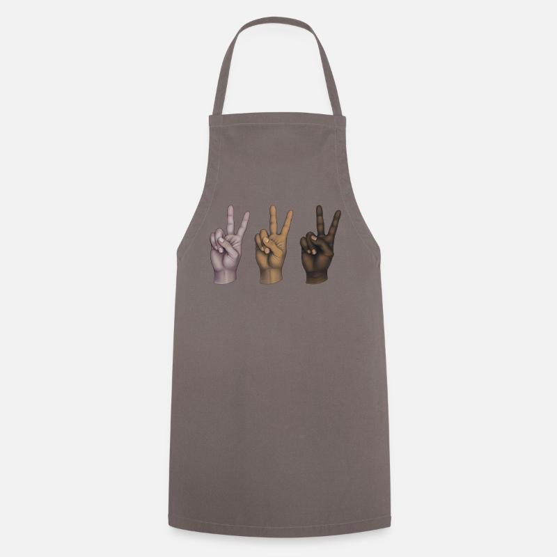 PEACE HANDS ALL EQUALS - peace & love - Cooking Apron - grey