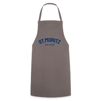 St. Moritz - Suisse - Switzerland - Swiss - Cooking Apron - grey - Front - AI Model Male 185 dark (185cm)