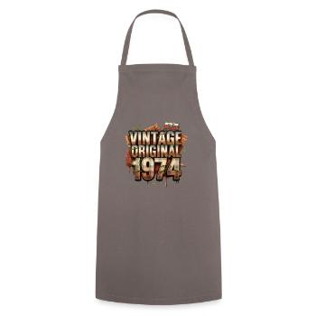Rétro vintage 1974 - Tablier de cuisine - gris - Devant - AI Model Male 185 dark (185cm)