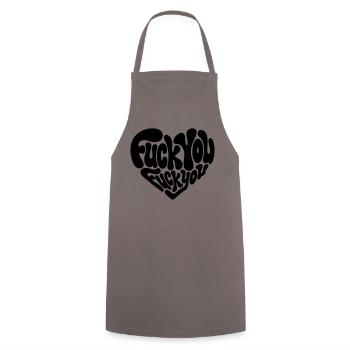 Fuck You Heart - Sarcastic - Cooking Apron - grey - Front - AI Model Male 185 dark (185cm)