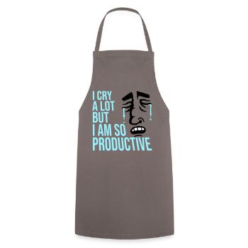 I Cry A Lot But I Am So Productive Lustig Emotion - Kochschürze - Grau - Vorne - AI Model Male 185 dark (185cm)