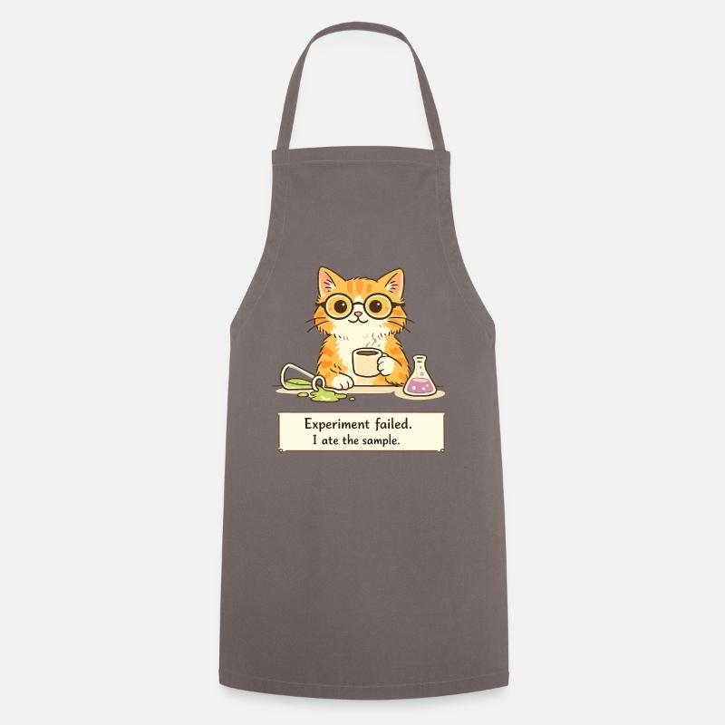Scientist Cat. Experiment Failed. I Ate the Sample - Cooking Apron - grey