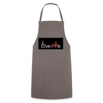 Live4Me_Logo_schwarzer_Hintergrund_4x - Kochschürze - Grau - Vorne - AI Model Male 185 dark (185cm)