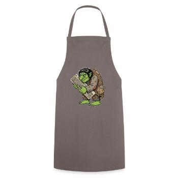 Gieriger Troll mit Tastatur - Kochschürze - Grau - Vorne - AI Model Male 185 dark (185cm)