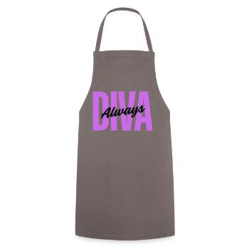 Diva Always – Weibliches Design - Kochschürze - Grau - Vorne - AI Model Male 185 dark (185cm)