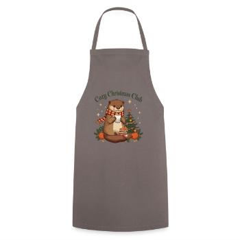 Cozy Christmas Club Otter Weihnachten - Cooking Apron - grey - Front - AI Model Male 185 dark (185cm)