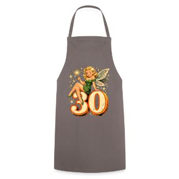 Retro 30. Geburtstag: Magische Fee & Elfe - Kochschürze - Grau - Vorne - AI Model Male 185 dark (185cm)