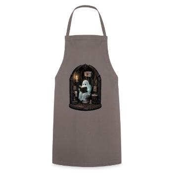 Ghost On Toilet T-Shirt Halloween Book - Cooking Apron - grey - Front - AI Model Male 185 dark (185cm)
