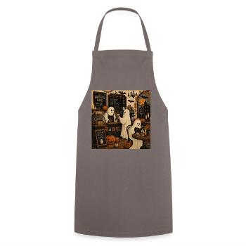 Halloween Café mit Geistern und Kürbissen Trend - Kochschürze - Grau - Vorne - AI Model Male 185 dark (185cm)