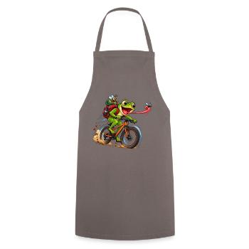 Funny Frog Riding Bicycle Cartoon - Kochschürze - Grau - Vorne - AI Model Male 185 dark (185cm)