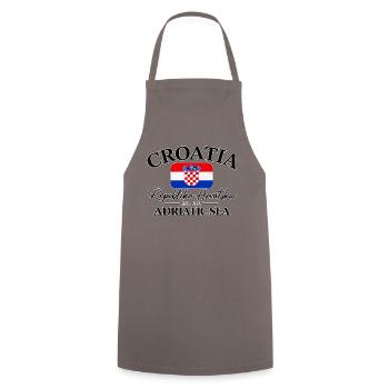 Croatia - Kroatien - Wappen - Mittelmeer - Adria - Kochschürze - Grau - Vorne - AI Model Male 185 dark (185cm)