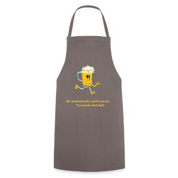 Laufendes Bierkrug Design 40. Geburtstag Cartoon - Kochschürze - Grau - Vorne - AI Model Male 185 dark (185cm)