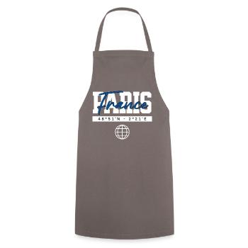 Paris Frankreich Koordinaten Reise Souvenir - Kochschürze - Grau - Vorne - AI Model Male 185 dark (185cm)