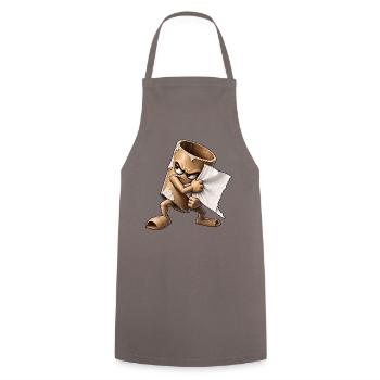 Wütende Rolle reißt Papier - Kochschürze - Grau - Vorne - AI Model Male 185 dark (185cm)