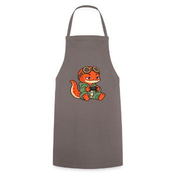 Schläfriger Gamer Salamander - Kochschürze - Grau - Vorne - AI Model Male 185 dark (185cm)