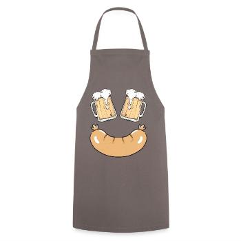Bockwurst und Bier - Kochschürze - Grau - Vorne - AI Model Male 185 dark (185cm)