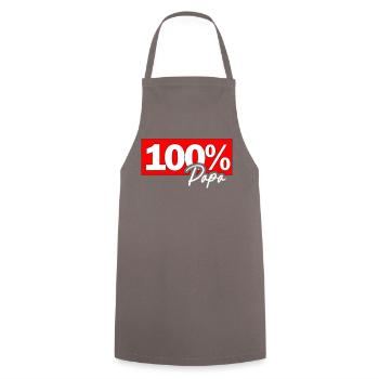 100% Papa Typo Grafik - Kochschürze - Grau - Vorne - AI Model Male 185 dark (185cm)