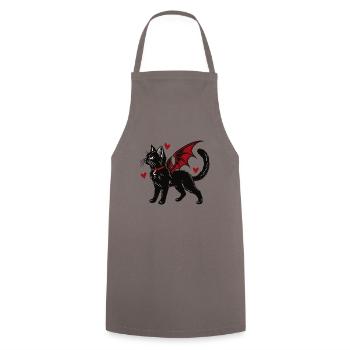 Gothic Cat With Bat Wings - Kochschürze - Grau - Vorne - AI Model Male 185 dark (185cm)
