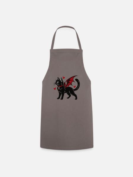 Gothic Cat With Bat Wings - Kochschürze - Grau