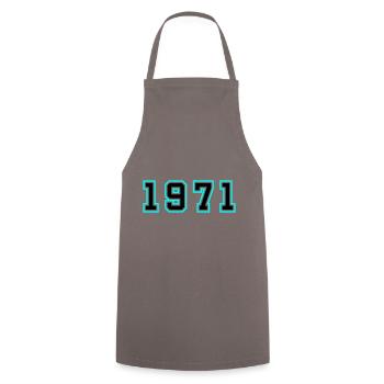 1971 Year Birthday - Cooking Apron - grey - Front - AI Model Male 185 dark (185cm)
