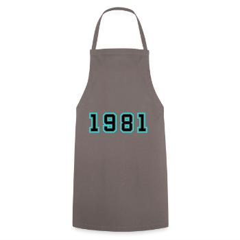 1981 Year Birthday - Cooking Apron - grey - Front - AI Model Male 185 dark (185cm)