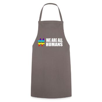 Menschenrechte Vielfalt Spruch Sprüche Regenbogen - Kochschürze - Grau - Vorne - AI Model Male 185 dark (185cm)