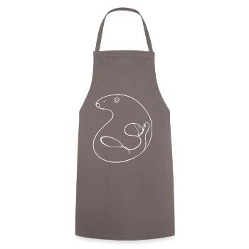 Hug girl and bear. Line drawing - Cooking Apron - grey - Front - AI Model Male 185 dark (185cm)