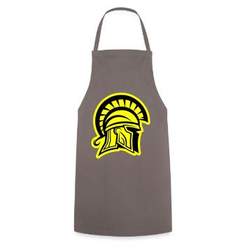 Spartan Head Warrior Sparta Helmet - Cooking Apron - grey - Front - AI Model Male 185 dark (185cm)