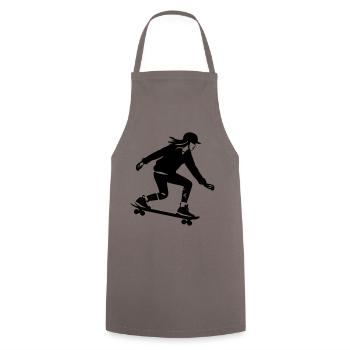 Skateboarding Woman Silhouette Skateboard - Cooking Apron - grey - Front - AI Model Male 185 dark (185cm)