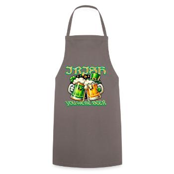 Funny beer mugs with Irish charm and clover leaf - Cooking Apron - grey - Front - AI Model Male 185 dark (185cm)
