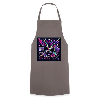 Disque vinyle néon – Rétro et moderne - Tablier de cuisine - gris - Devant - AI Model Male 185 dark (185cm)
