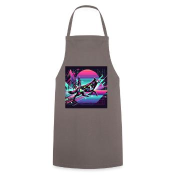 Loup néon dans l’univers rétro - Tablier de cuisine - gris - Devant - AI Model Male 185 dark (185cm)