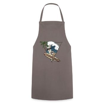 Surf Holiday Llama & Sloth Surfboard Wave Palm Trees - Cooking Apron - grey - Front - AI Model Male 185 dark (185cm)
