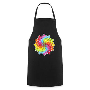 Regenbogen Blüte - Kochschürze - Schwarz - Vorne - AI Model Male 185 dark (185cm)