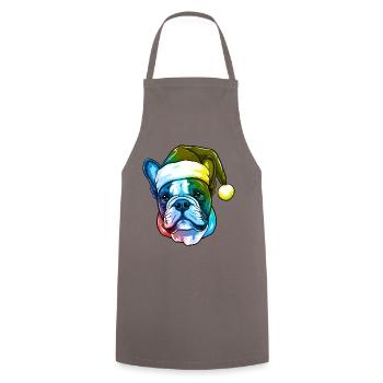 French Bulldog Dog Head Christmas Colorful - Cooking Apron - grey - Front - AI Model Male 185 dark (185cm)
