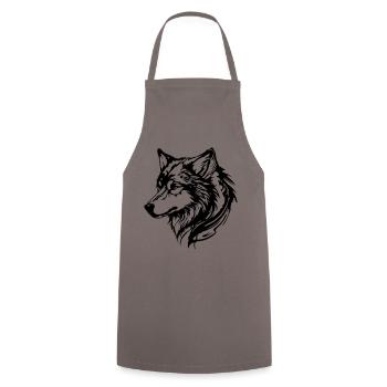 Tête de loup - Tablier de cuisine - gris - Devant - AI Model Male 185 dark (185cm)