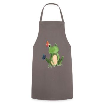 La grenouille et les papillons - Tablier de cuisine - gris - Devant - AI Model Male 185 dark (185cm)