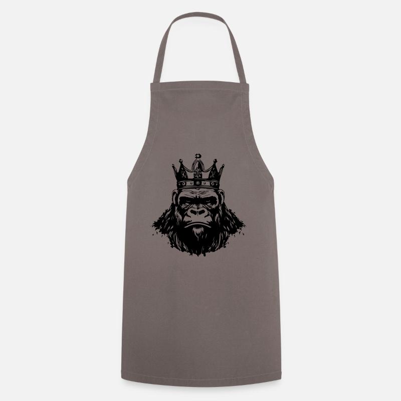 Roi Tête de Couronne de gorille - Tablier de cuisine - gris