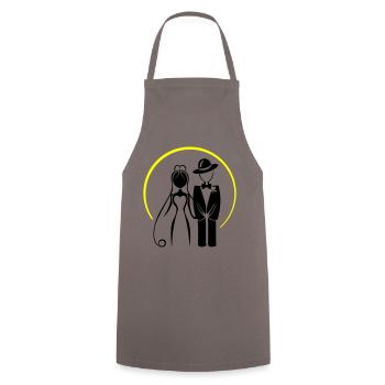 Jeunes Mariés, Couple Marié, Mariage - Tablier de cuisine - gris - Devant - AI Model Male 185 dark (185cm)