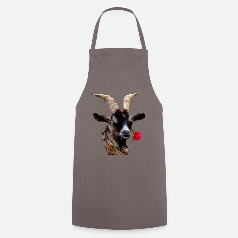 Romantic goat with a rose - Cooking Apron - grey