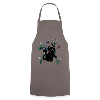 Chat Chats Enfants Nature Printemps Fleurs Fantaisie - Tablier de cuisine - gris - Devant - AI Model Male 185 dark (185cm)