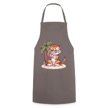 Tiger Summer Beach Vacation - Cooking Apron - grey - Front - AI Model Male 185 dark (185cm)